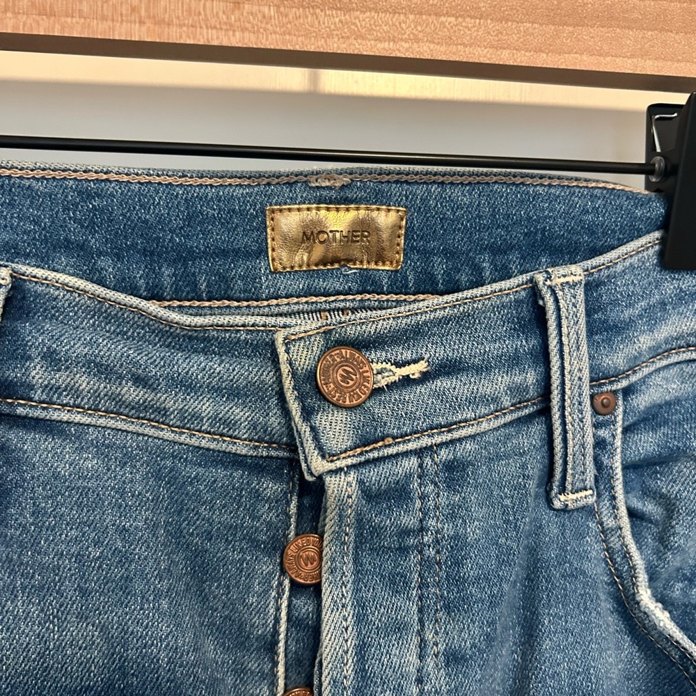MOTHER Flare Jeans in Distressed Blue - Picture 2 of 5